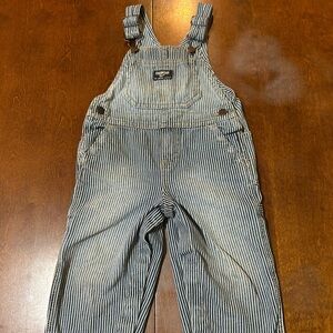 OshKosh B’gosh Baby Overalls 18M Railroad Stripe Denim 100% Cotton Vestbak